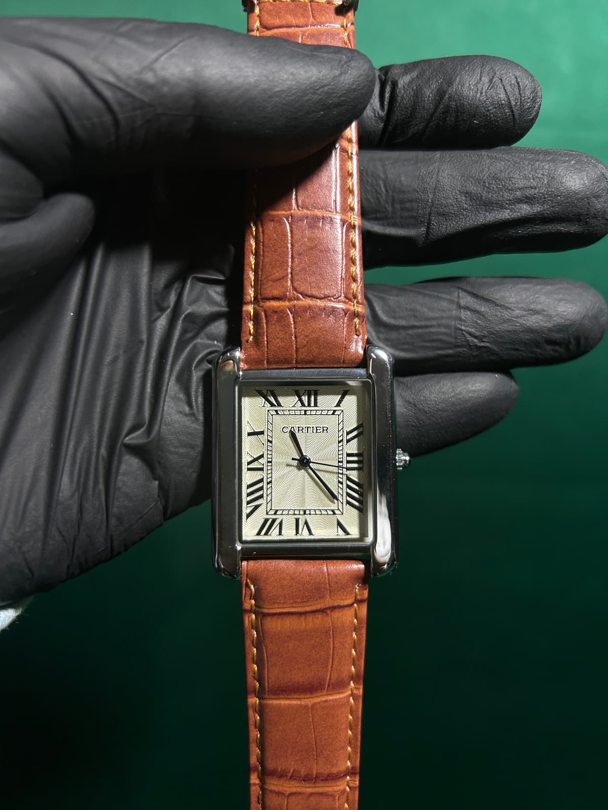 Cartier Tank brown leather 2